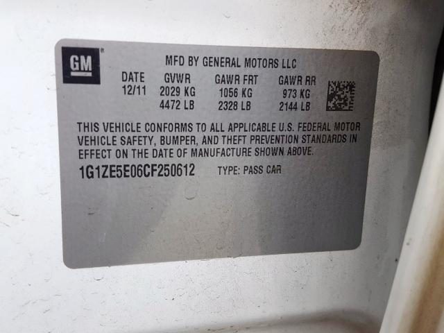 1G1ZE5E06CF250612 - 2012 CHEVROLET MALIBU LTZ თეთრი ფოტო 10