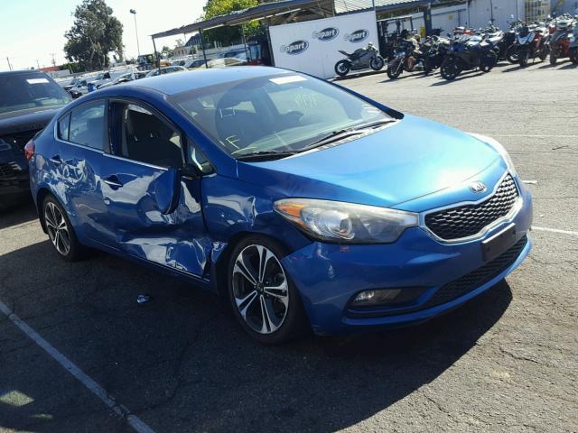 KNAFX4A87E5111928 - 2014 KIA FORTE EX BLUE photo 1