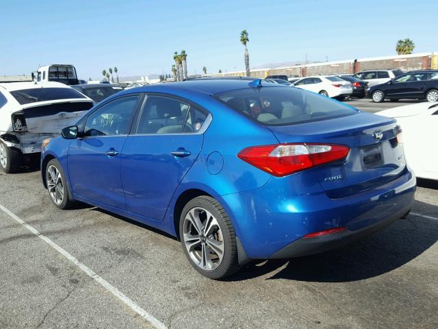 KNAFX4A87E5111928 - 2014 KIA FORTE EX BLUE photo 3