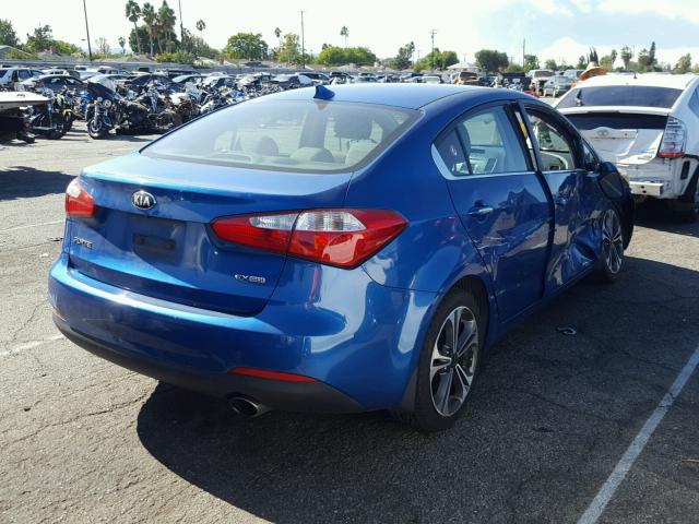 KNAFX4A87E5111928 - 2014 KIA FORTE EX BLUE photo 4