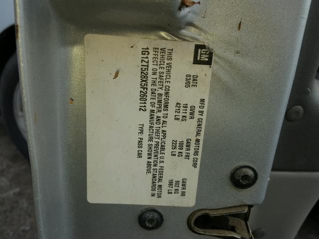 1G1ZT528X5F260112 - 2005 CHEVROLET MALIBU LS 银色 照片 10