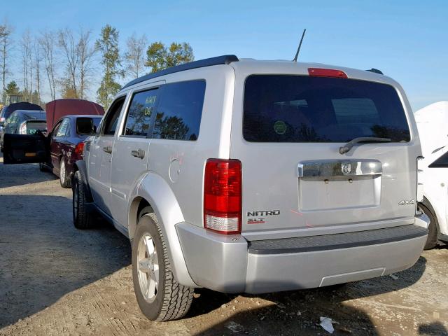 1D8GU58K58W153568 - 2008 DODGE NITRO SLT SILVER photo 3