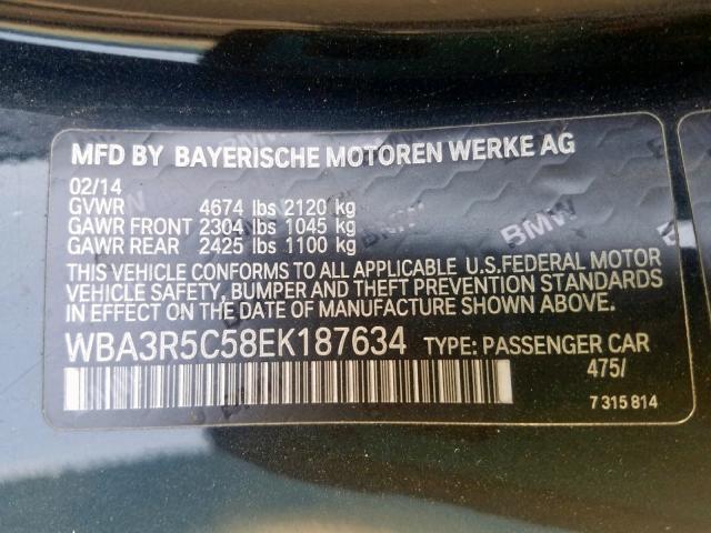 WBA3R5C58EK187634 - 2014 BMW 435 XI BLACK photo 10