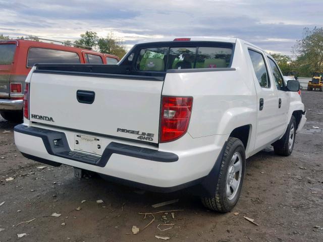 5FPYK16249B102676 - 2009 HONDA RIDGELINE WHITE photo 4