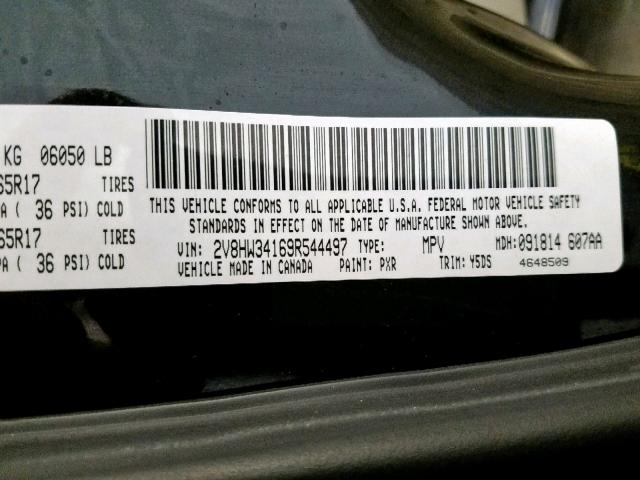 2V8HW34169R544497 - 2009 VOLKSWAGEN ROUTAN SE BLACK photo 10