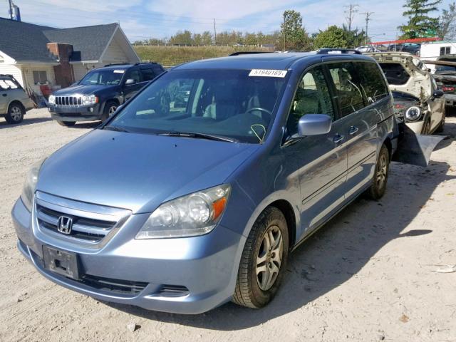 5FNRL38627B008900 - 2007 HONDA ODYSSEY EX BLUE photo 2