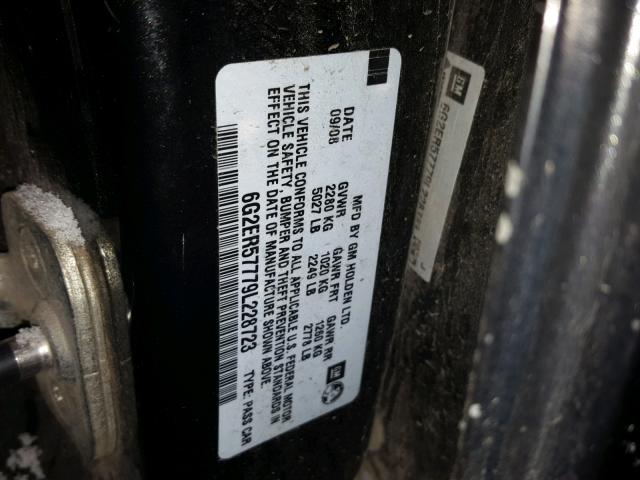 6G2ER57779L228723 - 2009 PONTIAC G8 BLACK photo 10