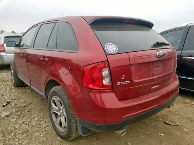 2FMDK3JC9DBB81931 - 2013 FORD EDGE SEL RED photo 3