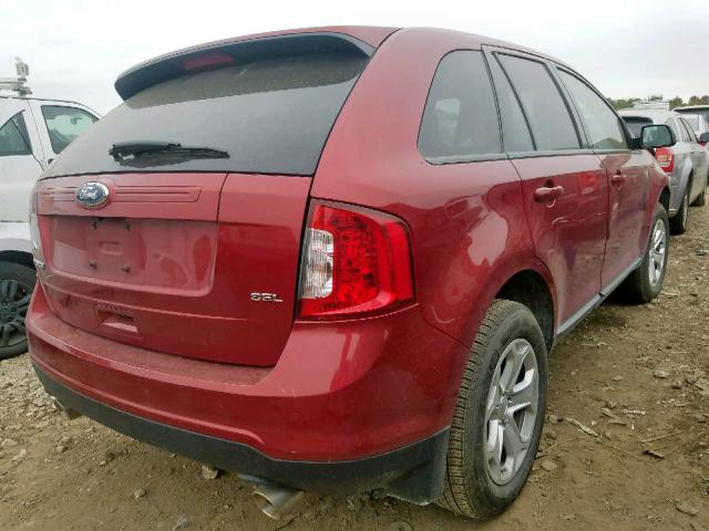 2FMDK3JC9DBB81931 - 2013 FORD EDGE SEL RED photo 4