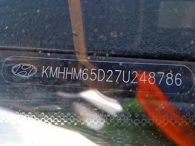 KMHHM65D27U248786 - 2007 HYUNDAI TIBURON GS BLACK photo 10