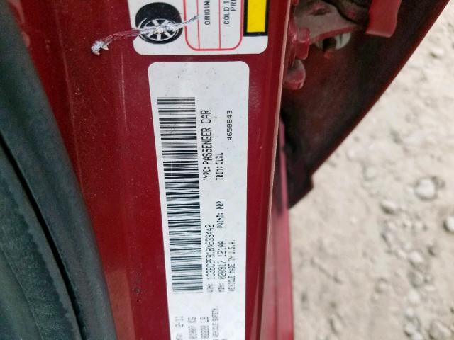 1C3BC2FB1BN533442 - 2011 CHRYSLER 200 LIMITE RED photo 10