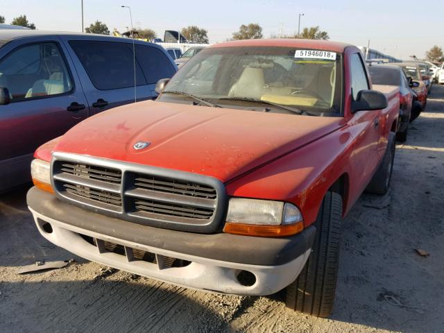 1B7FL26X01S322175 - 2001 DODGE DAKOTA RED photo 2