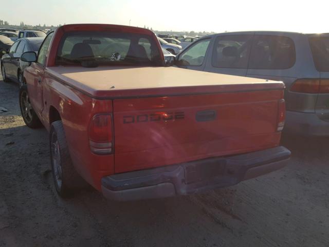 1B7FL26X01S322175 - 2001 DODGE DAKOTA RED photo 3