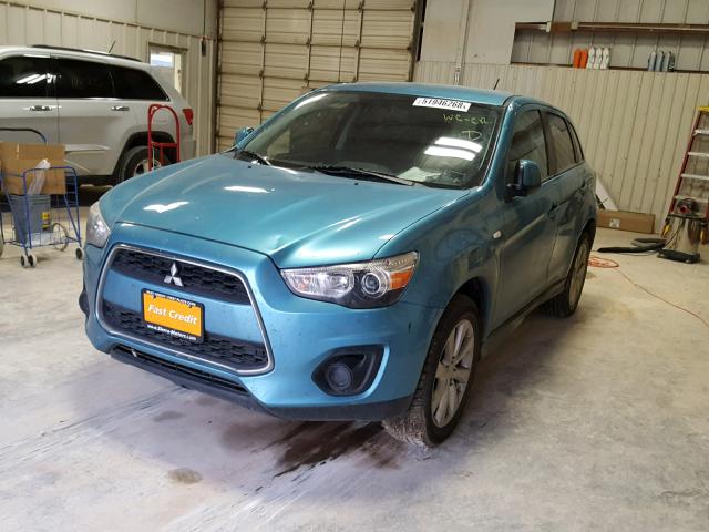 4A4AP3AU8EE006067 - 2014 MITSUBISHI OUTLANDER BLUE photo 2