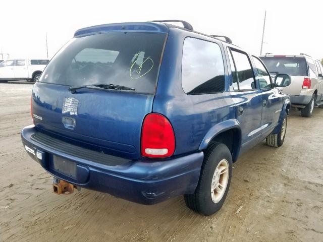 1B4HR28Y8YF147977 - 2000 DODGE DURANGO BLUE photo 4