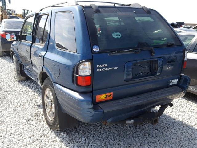 4S2CK58W014323136 - 2001 ISUZU RODEO S BLUE photo 3