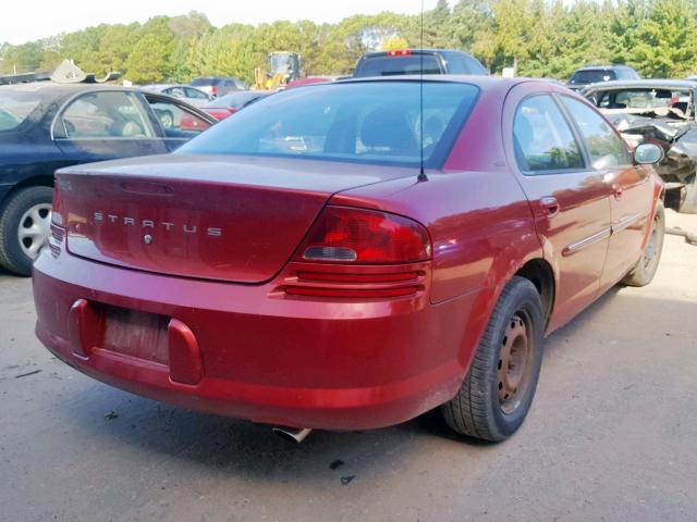 1B3EJ46U01N557288 - 2001 DODGE STRATUS SE RED photo 4