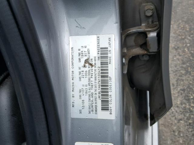 JM1BL1H67A1103412 - 2010 MAZDA 3 S GRAY photo 10