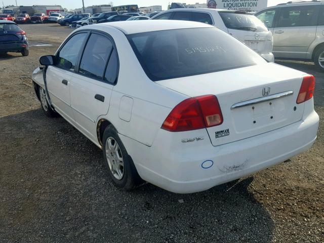 1HGES16521L040445 - 2001 HONDA CIVIC LX WHITE photo 3