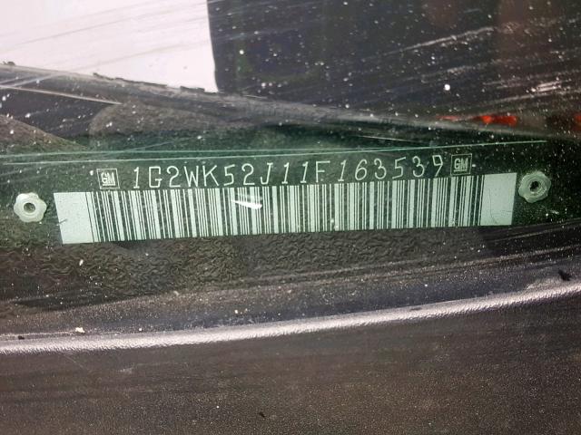 1G2WK52J11F163539 - 2001 PONTIAC GRAND PRIX BLACK photo 10