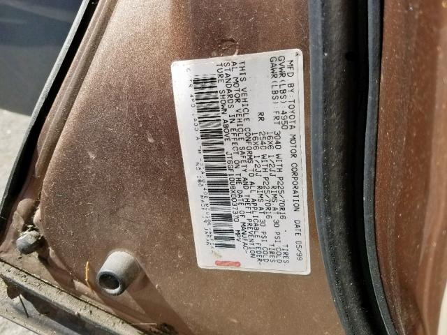 JT6GF10U8X0037370 - 1999 LEXUS RX 300 BROWN photo 10