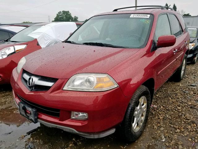 2HNYD18986H525239 - 2006 ACURA MDX TOURIN BURGUNDY photo 2