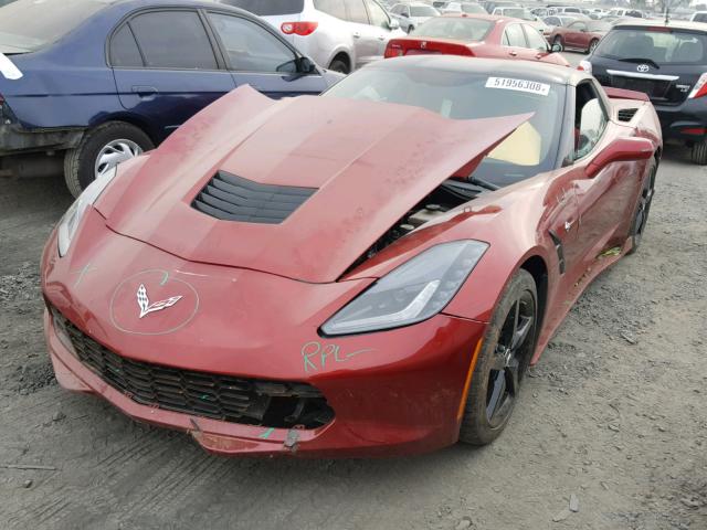 1G1YB2D74F5120520 - 2015 CHEVROLET CORVETTE S RED photo 2