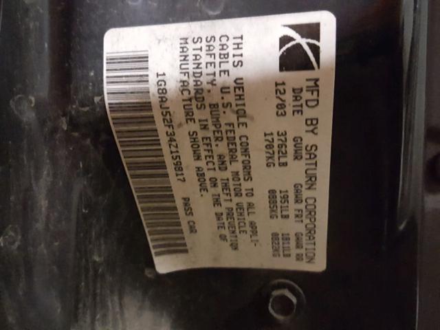 1G8AJ52F34Z159817 - 2004 SATURN ION LEVEL WHITE photo 10