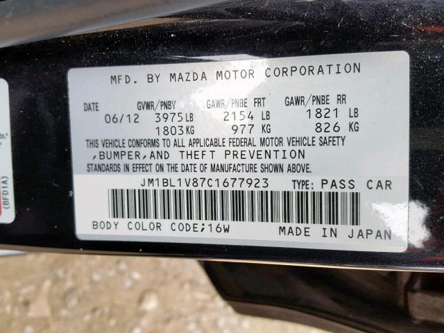 JM1BL1V87C1677923 - 2012 MAZDA 3 I BLACK photo 10