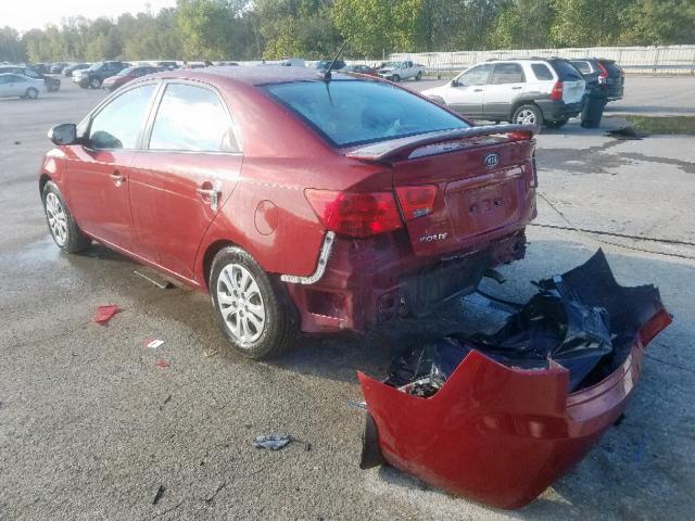 KNAFU4A25A5145042 - 2010 KIA FORTE EX RED photo 3