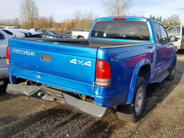 1B7GG22X3WS597402 - 1998 DODGE DAKOTA BLUE photo 4