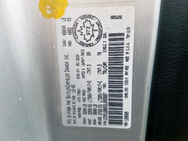 1D7KU28653J565687 - 2003 DODGE RAM 2500 S Մոխրագույն լուսանկար 10