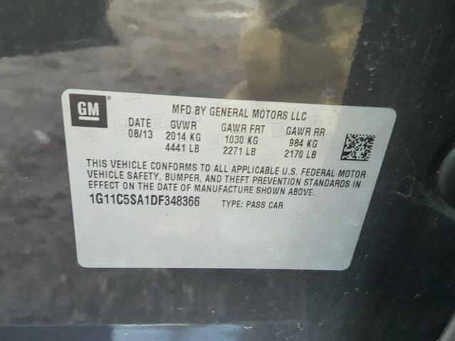 1G11C5SA1DF348366 - 2013 CHEVROLET MALIBU 1LT GRAY photo 10