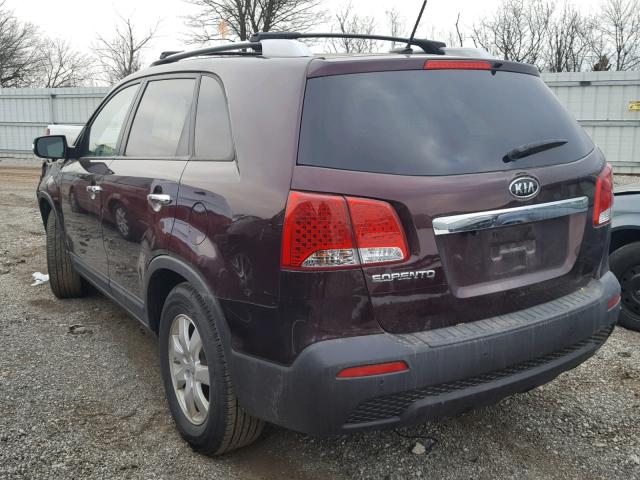 5XYKT3A61DG328807 - 2013 KIA SORENTO LX PURPLE photo 3