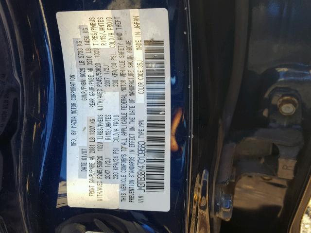 JM3TB38Y470109680 - 2007 MAZDA CX-9 BLUE photo 10