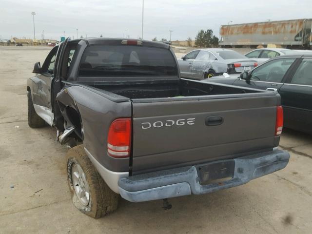 1B7HL48N72S562051 - 2002 DODGE DAKOTA QUA GRAY photo 3