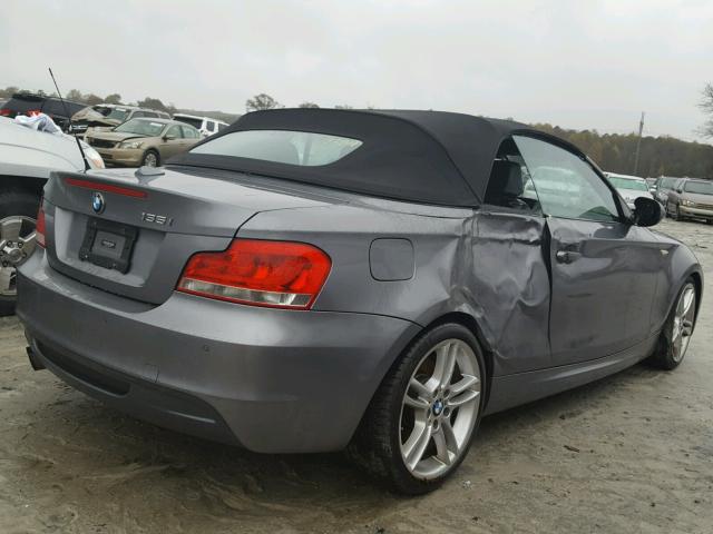 WBAUN7C55DVM27389 - 2013 BMW 135 I GRAY photo 4