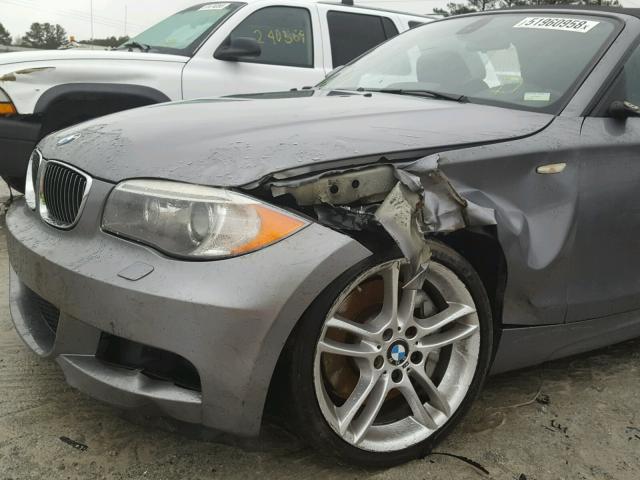 WBAUN7C55DVM27389 - 2013 BMW 135 I GRAY photo 9