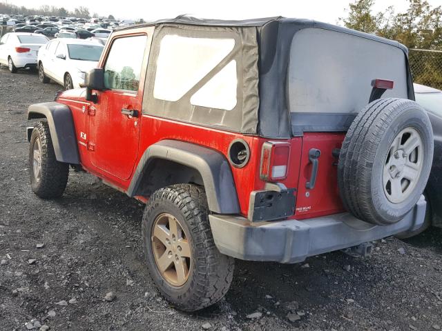 1J4FA24117L108362 - 2007 JEEP WRANGLER X RED photo 3