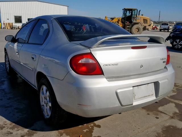 1B3ES56C04D521850 - 2004 DODGE NEON SXT SILVER photo 3