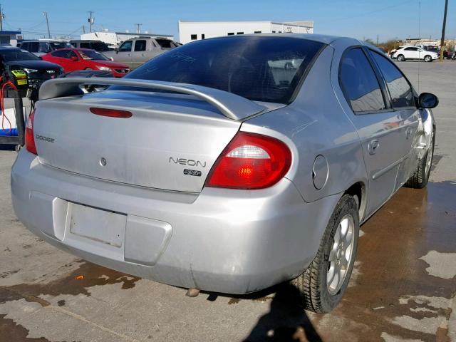 1B3ES56C04D521850 - 2004 DODGE NEON SXT SILVER photo 4