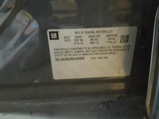 1G1JA5SG3D4158056 - 2013 CHEVROLET SONIC LS 灰色 照片 10