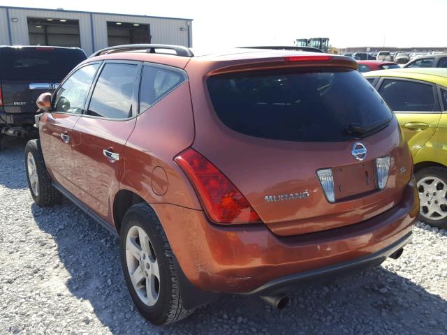 JN8AZ08T43W118664 - 2003 NISSAN MURANO SL ORANGE photo 3