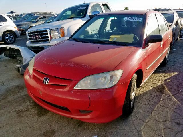 1HGES16325L012648 - 2005 HONDA CIVIC DX V RED photo 2