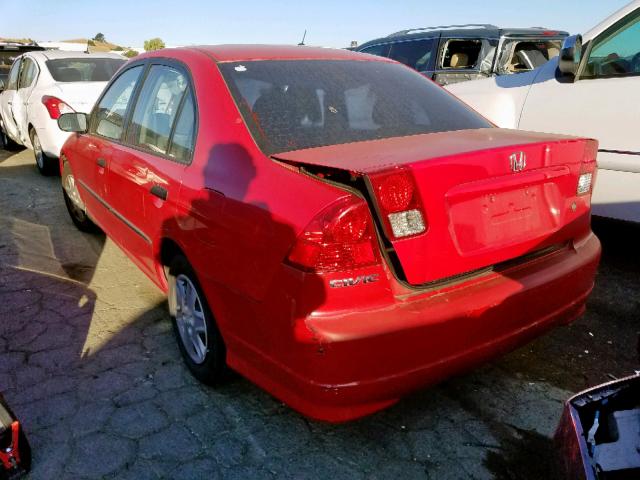 1HGES16325L012648 - 2005 HONDA CIVIC DX V RED photo 3