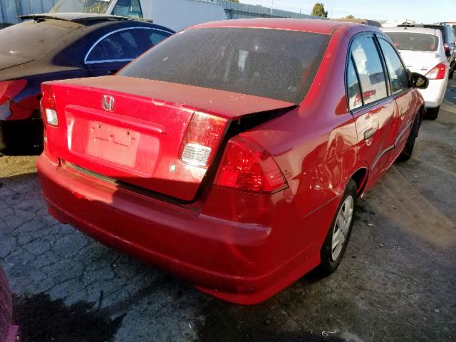 1HGES16325L012648 - 2005 HONDA CIVIC DX V RED photo 4