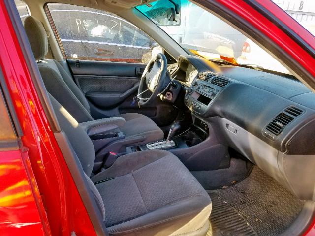 1HGES16325L012648 - 2005 HONDA CIVIC DX V RED photo 5