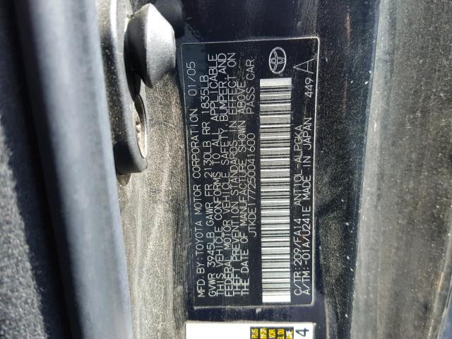 JTKDE177250041600 - 2005 TOYOTA SCION TC 黑色 照片 10