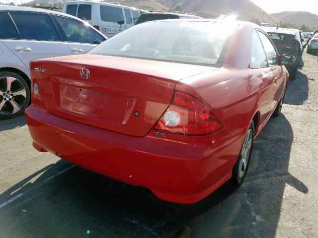 1HGEM219X4L019986 - 2004 HONDA CIVIC EX RED photo 4