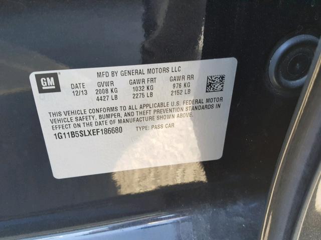 1G11B5SLXEF186680 - 2014 CHEVROLET MALIBU LS GRAY photo 10